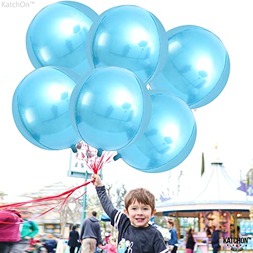 Image of KatchOn, Light Blue Foil Balloons - 22 Inch, Pack of 6 | Light Blue Metallic Balloons | Baby Foil Balloon for Gender Reveal Decorations | Shark Theme Birthday Decor | Under The Sea Party Decorations