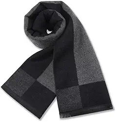 Cachecol masculino xadrez longo macio quente de inverno com borlas, raspas masculinas clássicas macias