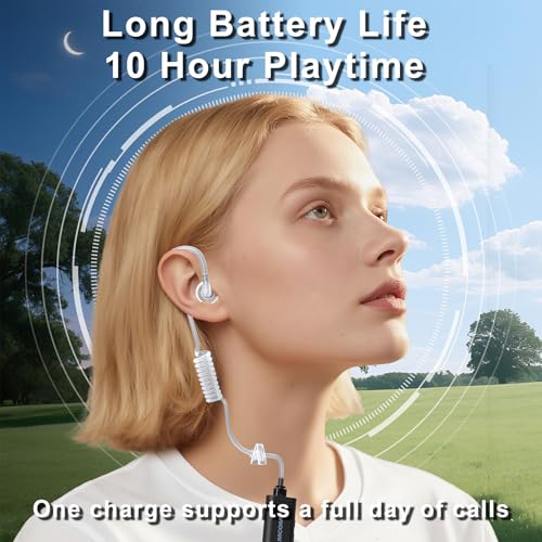 Image of SAMCOM BTEAR01 Wireless Headset Earpiece Ear piece Clear Acoustic Tube | with PTT Microphone Mic 2 Pin Dongle 10 Working Hours for K plug FPCN30A /FPCN10A Radios,Radios Not Include