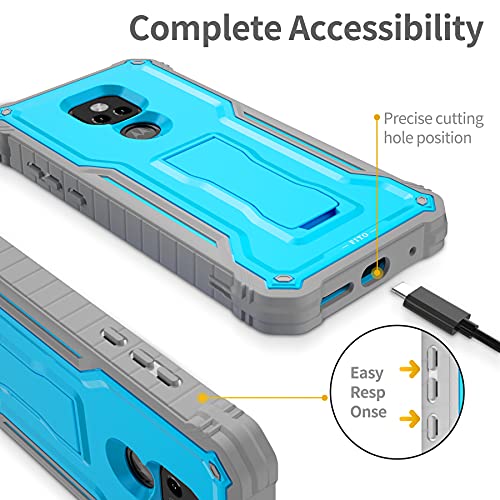 FITO for Moto G Play 2021 Case, Dual Layer Shockproof Heavy Duty Case with Screen Protector Built-in Kickstand (Blue) by FITO - Used condition - Image 3