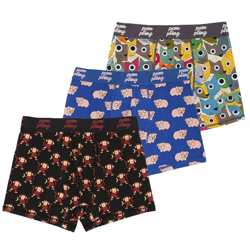 Pampling Boxershorts für Herren, bedruckt, eng anliegend, 3er-Pack, Baumwolle mit elastischem Bund, bequeme und weiche Unterwäsche für den täglichen Gebrauch, P2-2, Large Pampling Boxershorts für Herren, bedruckt, eng anliegend, 3er-Pack, Baumwolle mit elastischem Bund, bequeme und weiche Unterwäsche für den täglichen Gebrauch, P2-2, Large