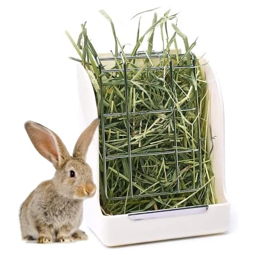 Edipets, Comedero Conejos, Alimentador, Heno Conejos, Cobaya, Roedores, Comida Pienso, Hamster, para Jaula Conejo, Accesorios, Plástico y Metal, con Pinza (Beige)