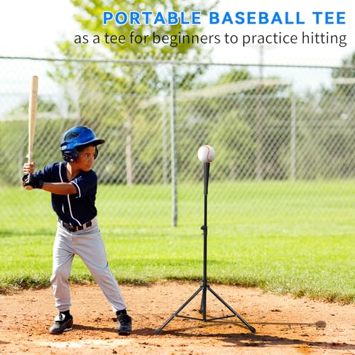 CEPHKY 3 in 1 Baseball Training Equipment, Baseball Pitching Machine | Baseball Tee | Soft Toss Training System, Height Adjustable Hitting Swing Trainer, Support Auto & Manual, Hold Up to 10 Balls