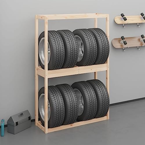 Genérico Soporte para neumáticos Madera Maciza de Pino 120x40x180 cm,Economía e Industria,Almacenamiento Industrial,Estanterías industriales-825003