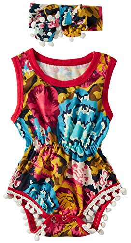 Image of Leapparel Baby Girls Rompers Personalized Strawberry Pattern Sleeveless Bodysuit OutfitsBodysuit Printing Romper 2-3T