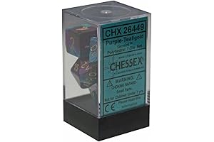 16mm Gemini Purple-Teal with Gold Numbers Dice Set