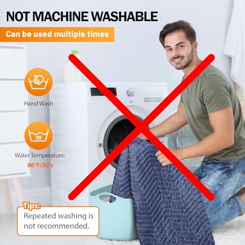 Image of 24 Moving Packing Blankets 80 x 72 Inches (35 lb /dz) Heavy Duty Moving Pads for Protecting Furniture Professional Quilted Shipping Furniture Pads (Dark Blue 24PCS)