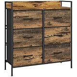 HOMCOM Cómoda con 6 Cajones Plegables, Marrón Rústico
