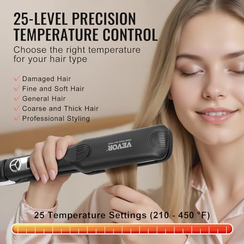 1.5-inch Titanium Hair Straightener with LCD Display - Salon/Travel Use