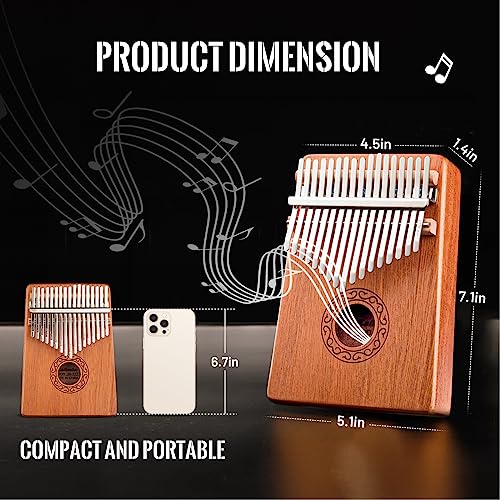 CAHAYA Kalimba Thumb Piano Portable - 17Keys Finger Piano Marimbas with Carrying Bag, Tune Hammer Musical Instruments Gift for Kid Adult Beginners CY0338 - Image 6