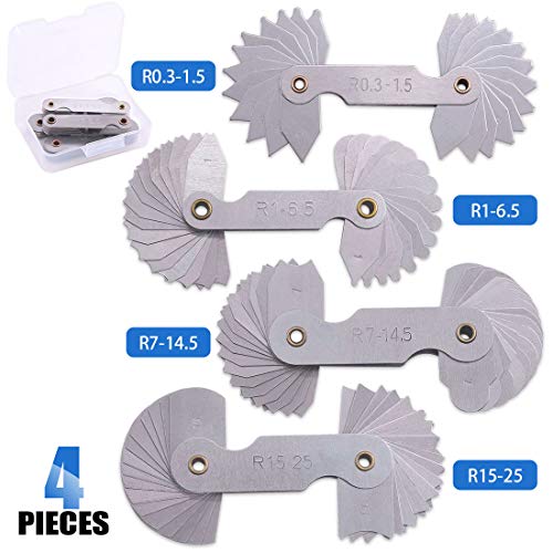Radius Gauge Internal/External Arc Gage Blades Set R1525mm 32 Pieces Measure Tool Metric