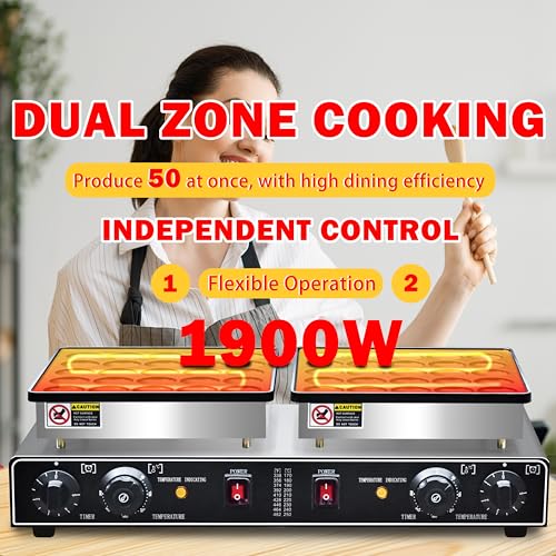 1900W Electric Mini Pancake Maker, 50PCS Commercial Mini Dutch Pancake Maker,1.8 Inches Dutch Poffertjes Grill,Non stick,Non stick,For Home Kitchen Restaurant Snack Dessert.