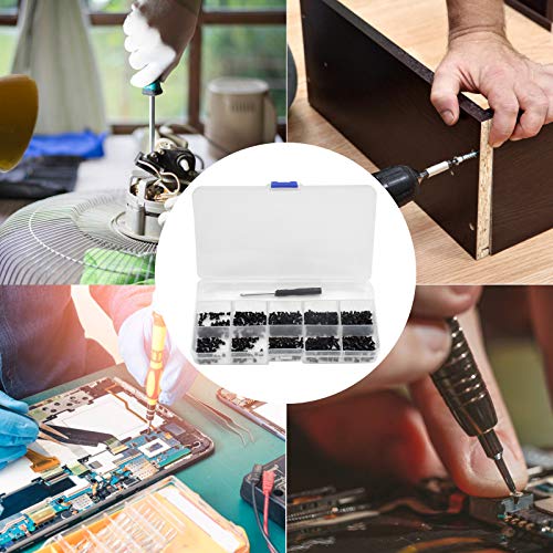 Schroevenset, 500 stuks, M2, M2,5, M3, PC schroeven, zwarte computerschroeven met schroevendraaier, mini… - Image 7