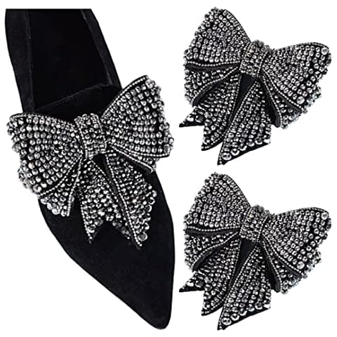 Tsangbaby Rhinestone Bow Shoe Clips Removable Crystal Shoe Clips Elegant Shoe Clips Party Shoe Buckle Shoes Decorations for Women Girls 2 Pcs Cover