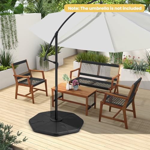Giantex 208lbs Offset Patio Umbrella Base, HDPE 4 PCS Cantilever Umbrella Stand, Water Sand Fillable, Heavy Duty Umbrella Weighted Base for Garden Yard Poolside Outdoor Market (46 inch)