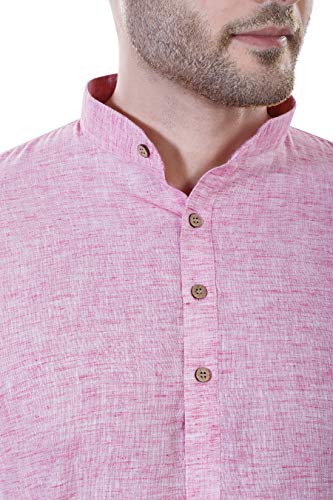 Image of Amazon Brand - Anarva Men's Pastel Linen Kurta Pyjama Set