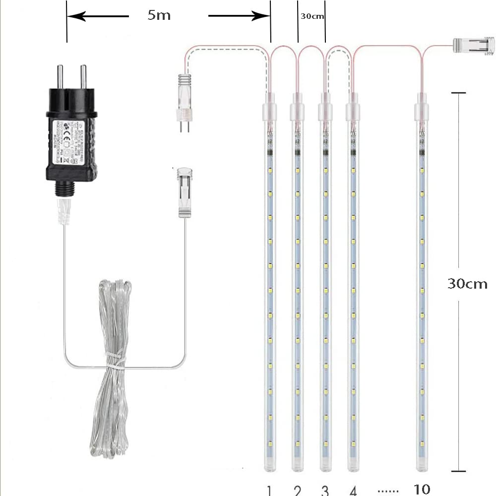 Kwaiffeo Guirlande Lumineuse De Noël Pour Extérieur, 10 Tubes De
