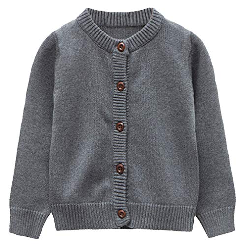 Toddler Knit Cardigan Sweaters Baby Boys Girls 100% Cotton Solid Color Basic Sweater 18M-6T