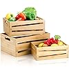 AVLA 3 Pack Bamboo Storage Crates Nesting Decorative Storage Organizer Box Vintage Container Bin with Handles Countertop Baskets Display Risers for Home Kitchen Pantry Cabinet Shelf Counter