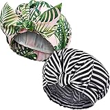 2 Pieces Shower Caps for Women, Waterproof Reusable Shower Hair Caps Elastic Hem Shower Bath Caps...