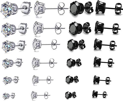 12 Pair Stainless Steel Mens Womens…