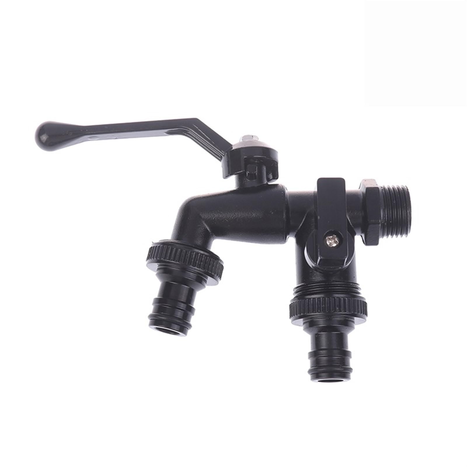 Trryuip A1 Outside Tap Black Faucet Outdoor Garden Anti-Freeze Bibcocks With Dual Outlet For Washing Machine 1/2 Inch Hose(A1)