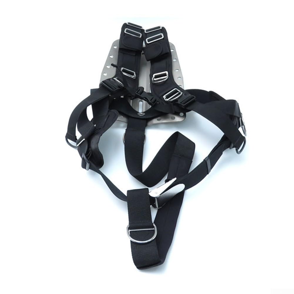 Juego de arnés de placa trasera ajustable Juego de arnés de montaje trasero de buceo con protector de cintura para buceo BCD Accesorios de plano posterior
