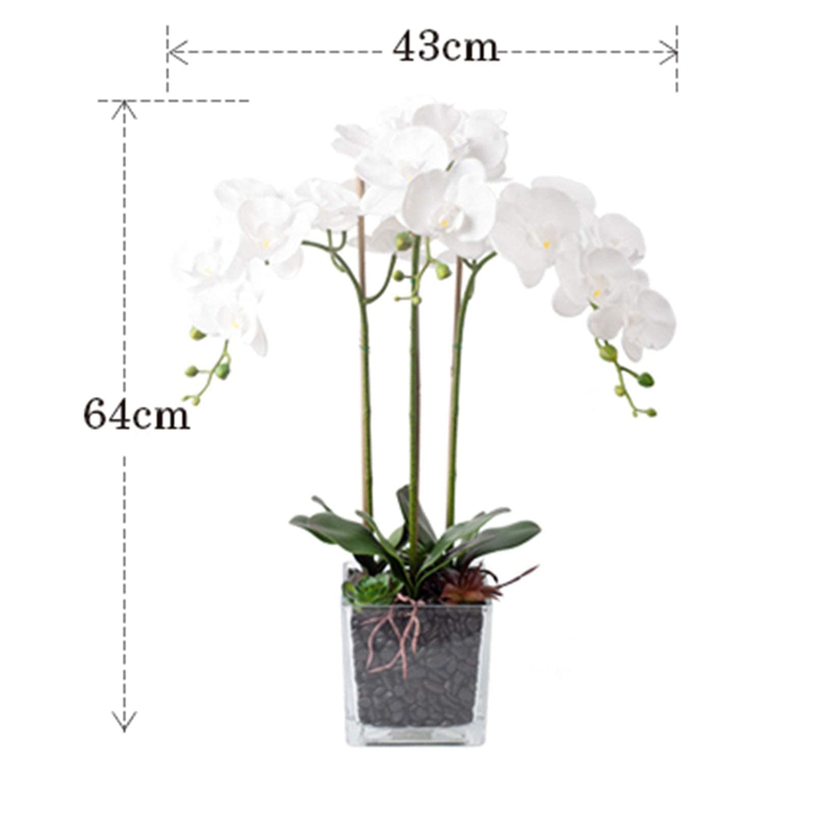 Composizione Floreale di Orchidee Phalaenopsis Artificiali in Vaso, Orchidee finte in Seta, Fiori Artificiali per Interni ed Esterni, Matrimoni, casa, Ufficio,