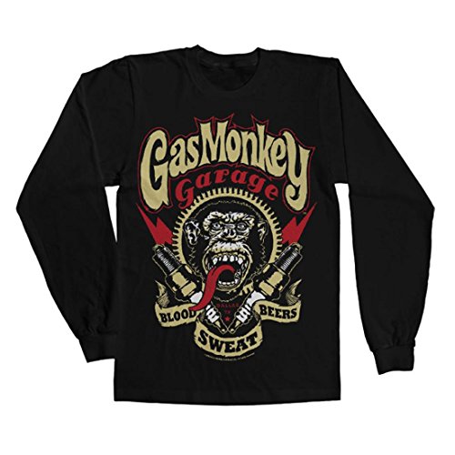 Gas Monkey Garage Officially Licensed Merchandise Spark Plugs Long Sleeve Tee (Black), X-Large