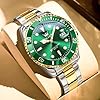 OLEVS Mens Watches Gold Silver Analogue Quartz Stainless Steel Men's Watch Big Face Classic Green Rotating Bezel Dress Watch Men Waterproof Calendar Luminous Watches for Mens Reloj para Hombre #3