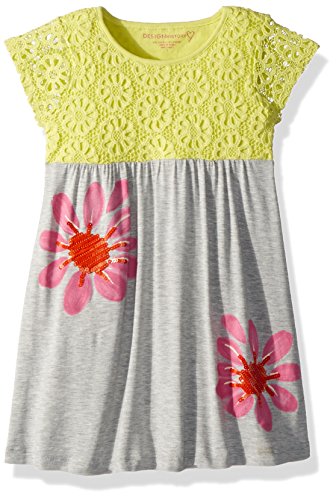 Girl's 2-6X Dress with Flowers, Limelight Marble, 3T