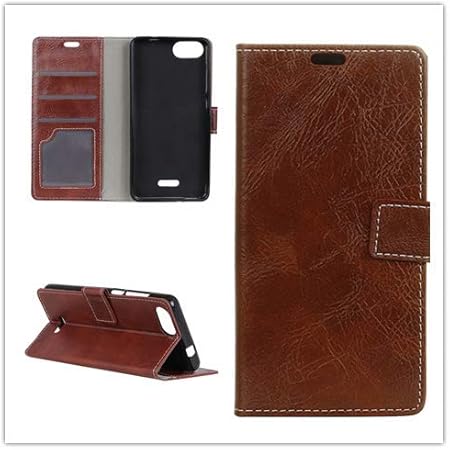 Custodia® Capirotazo Billetera Funda para Wiko Harry 2 (Marrón)