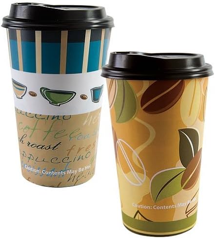 Nicole Residence Assortment Disposable Scorching/Chilly Lids, Assorted Types-16 oz. | Pack of 16 Espresso Cup, 16 Rely (Pack of 1), Multicolor