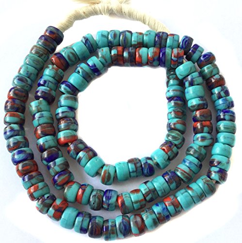 Fine Opaque Turquoise Multi Bohemian Glass Crow African Trade Beads