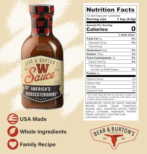 Bear and Burtons W Sauce | Distinctive Worcestershire Sauce Blend | Perfect for Steaks, Dressings & Marinades | 12 Oz by Old Florida Sauce Co. - Image 3