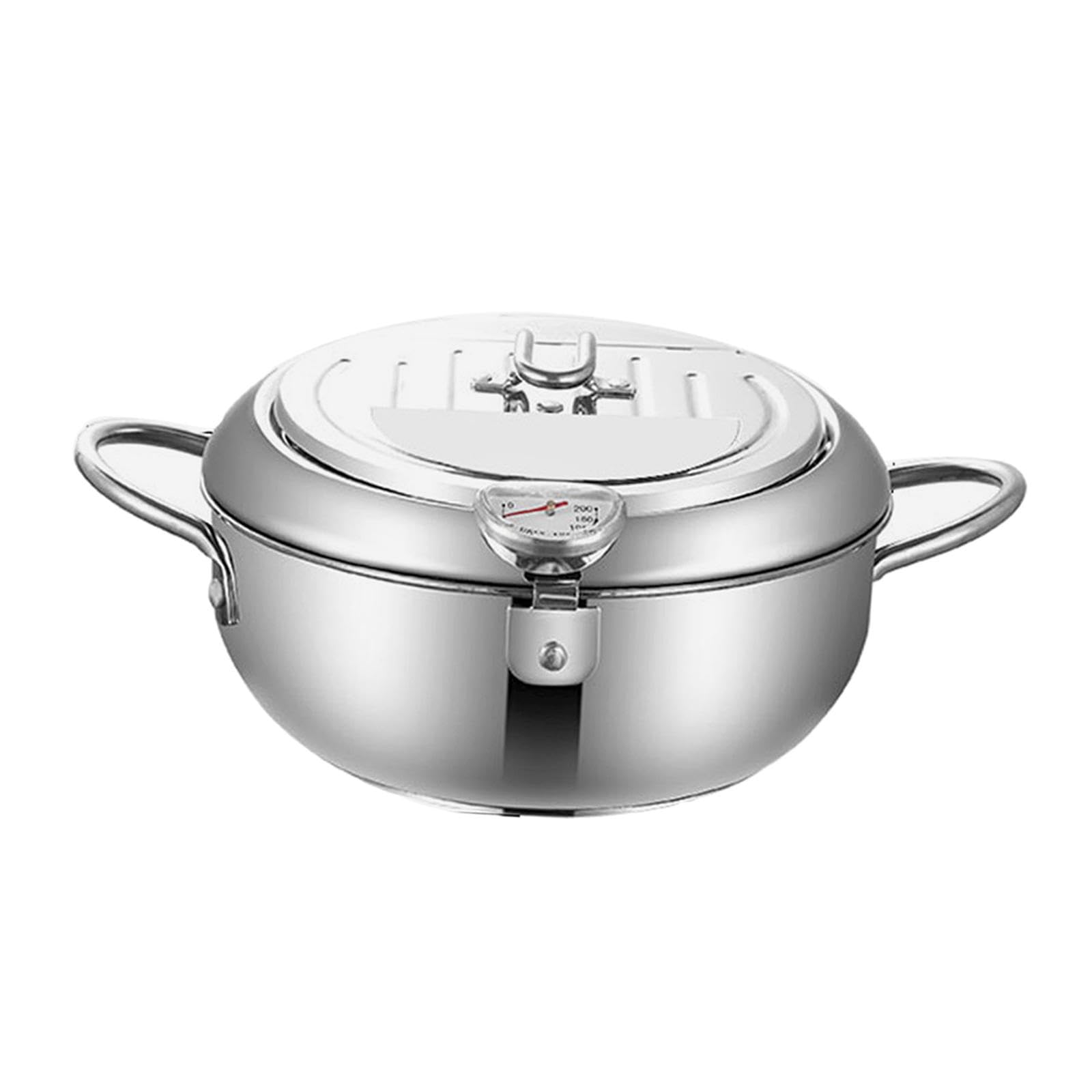 Olla para Sopa, Freidora de Acero Inoxidable con, Utensilios de Cocina Japoneses para Freír, Freidora para, Aros de Calamar, 20 CENTÍMETROS, Individual