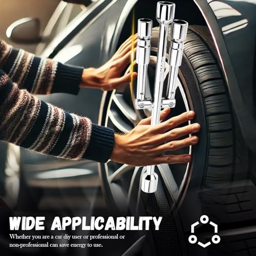 Image of Universal Lug Nut Removal Tool,Foldable 17mm,19mm,21mm,23mm 4 Way Lug Wrench for Labor Saving Removing and Fastening,14 Inch Heavy Duty Cross Lug Nut Wrench of Tire Tools