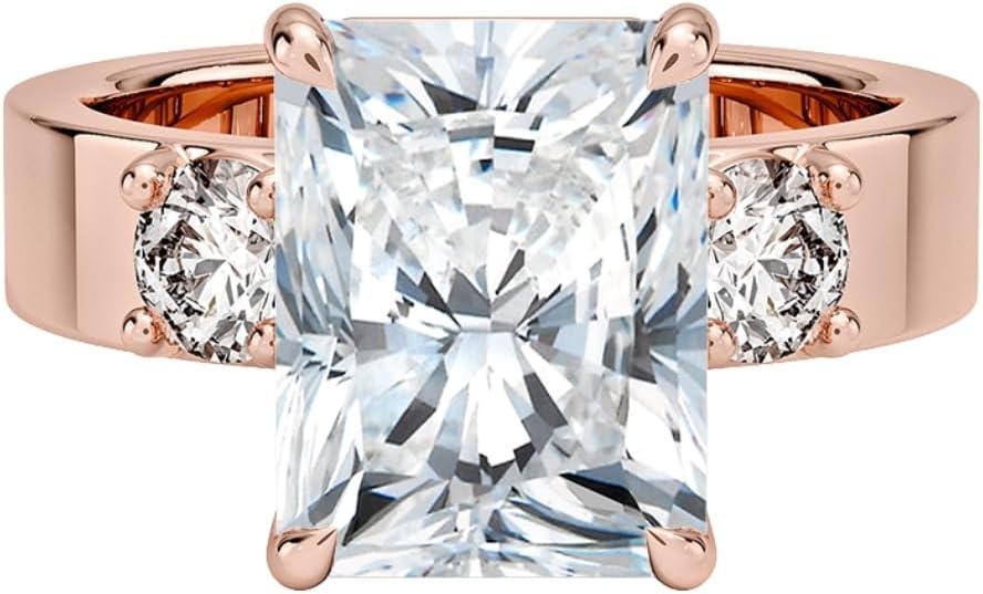 4 CT Moissanite Ring 10K 14K 18K Solid Gold & 925 Sterling Peyton Three Stone Diamond Moissanite Engagement Ring Christmas Gift For Women