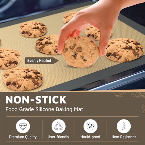 Image of 4 Pack Silicone Baking Mat Nonstick 2 Half and 2 Quarter Size - 1 /4 Silicone Cookie Sheets for Baking Macaron Cookie Set of 2-2 Pack Thick Heavy Duty Reusable Mats Half Sheet for Kitchen Counter