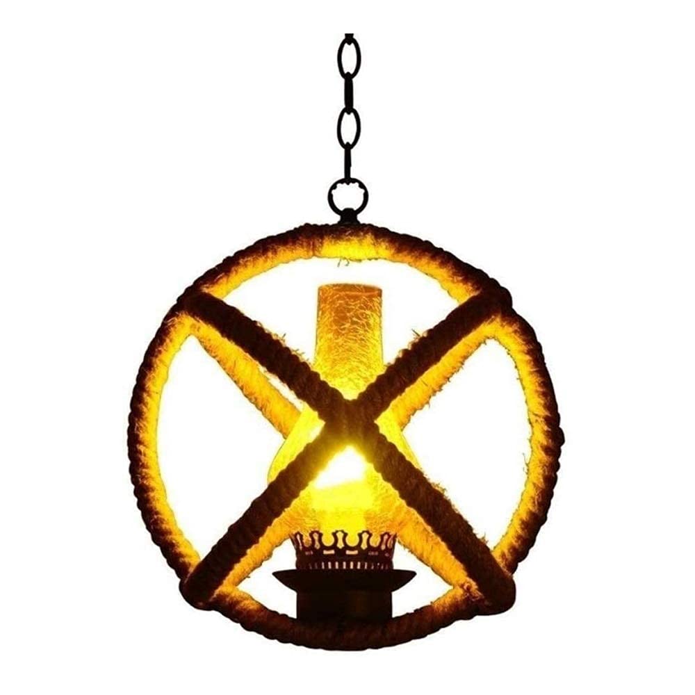 Lámpara de cuerda de cáñamo colgante rústica retro industrial para techo de restaurante