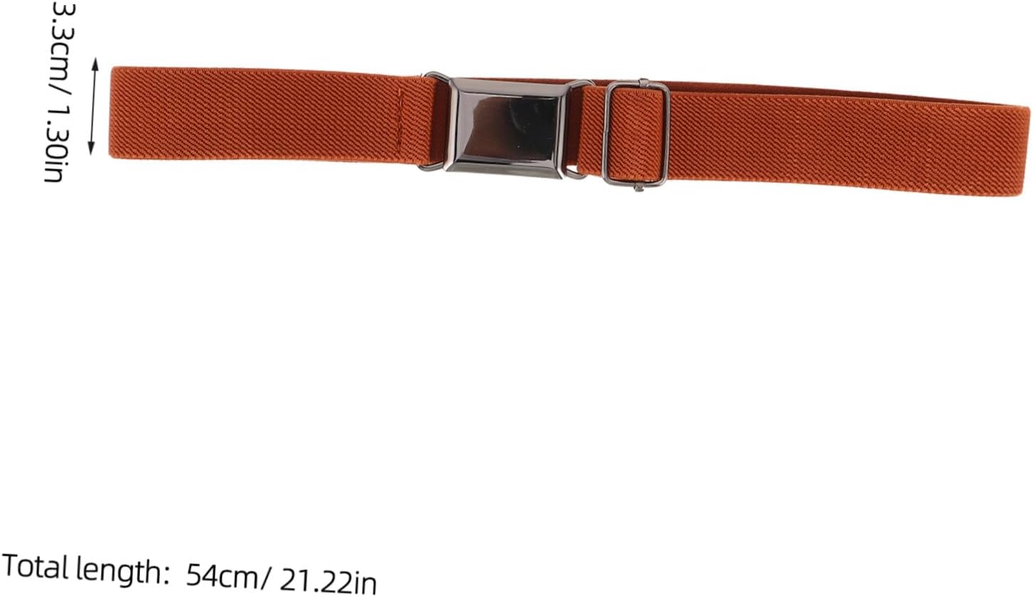 2pcs Elastic Waistband Belts for Boys – Adjustable Stretch Trouser Belts with Metal Buckle, Black and Camel Colors, Comfortable Casual Pants and Jeans Accessories