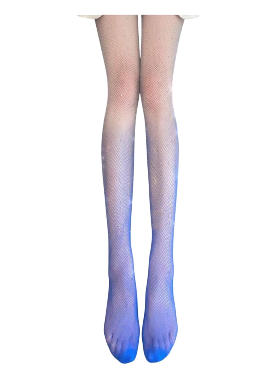 ogimi - ohh give me Ogimi Self Designed Sheer Fishnet Gradient Rhinestone Stockings for Women - Blue-picture-15