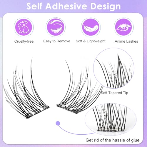 Image of MAYCREATE 120Pcs Self Adhesive Eyelashes, Clear Band 11mm Lash Clusters Kit, Natural Pre-Glued Eyelash Cluster, Invisible Band Reusable Eye Lashes with Tweezers