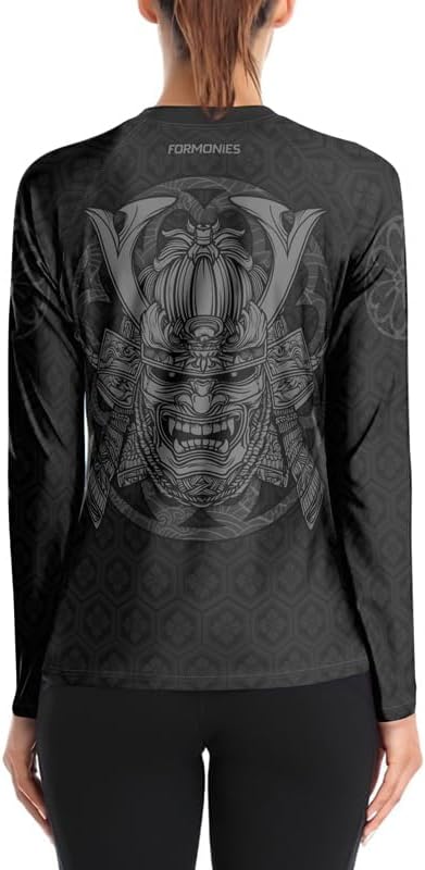 FORMONIES Women’s MMA Rash Guard – Samurai Compression Long Sleeve Base Layer for BJJ Combat Training
