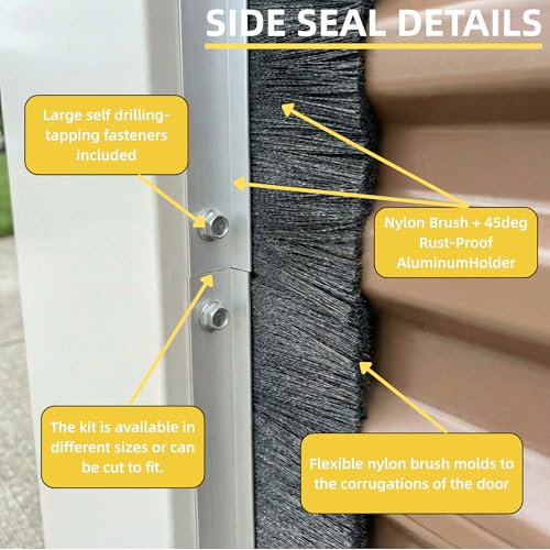 Mindoub 24 FT Garage Door Brush Seal Kit for 8'W X 8'H Doors, 3" High-Density Long Nylon Bristle with Pre-Drilled Aluminum Track, Complete Top and Side Weather Stripping for Roll Up & Sectional Doors by Mindoub - Used condition - Image 6