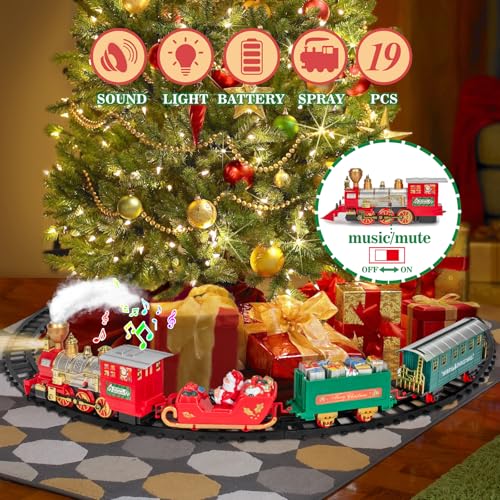 image for OleFun Christmas Train Set, Electric Train Toys with Water Steam, Soun