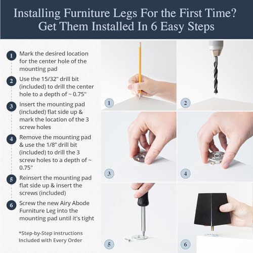 Airy Abode Premium Black Square Furniture Legs (Full Install Kit) - Pick Your Size and Color by Airy Abode - Image 5