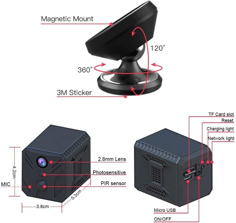 H.265 Home Security Mini Camera Micro 1080P Night Vision Battery Power Surveillance IP Cameras