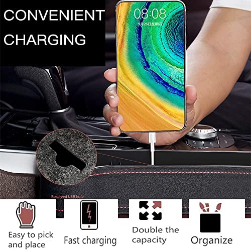 Tulsondai Car Seat Gap Filler Organiser,2Pack Car Organizer Front Seat Gap Filler With Cup Holder Pu Leather Car Console Side Pocket With Usb Charging Hole For Cellphones,Cards, Drink Cups (Black) #TOP2