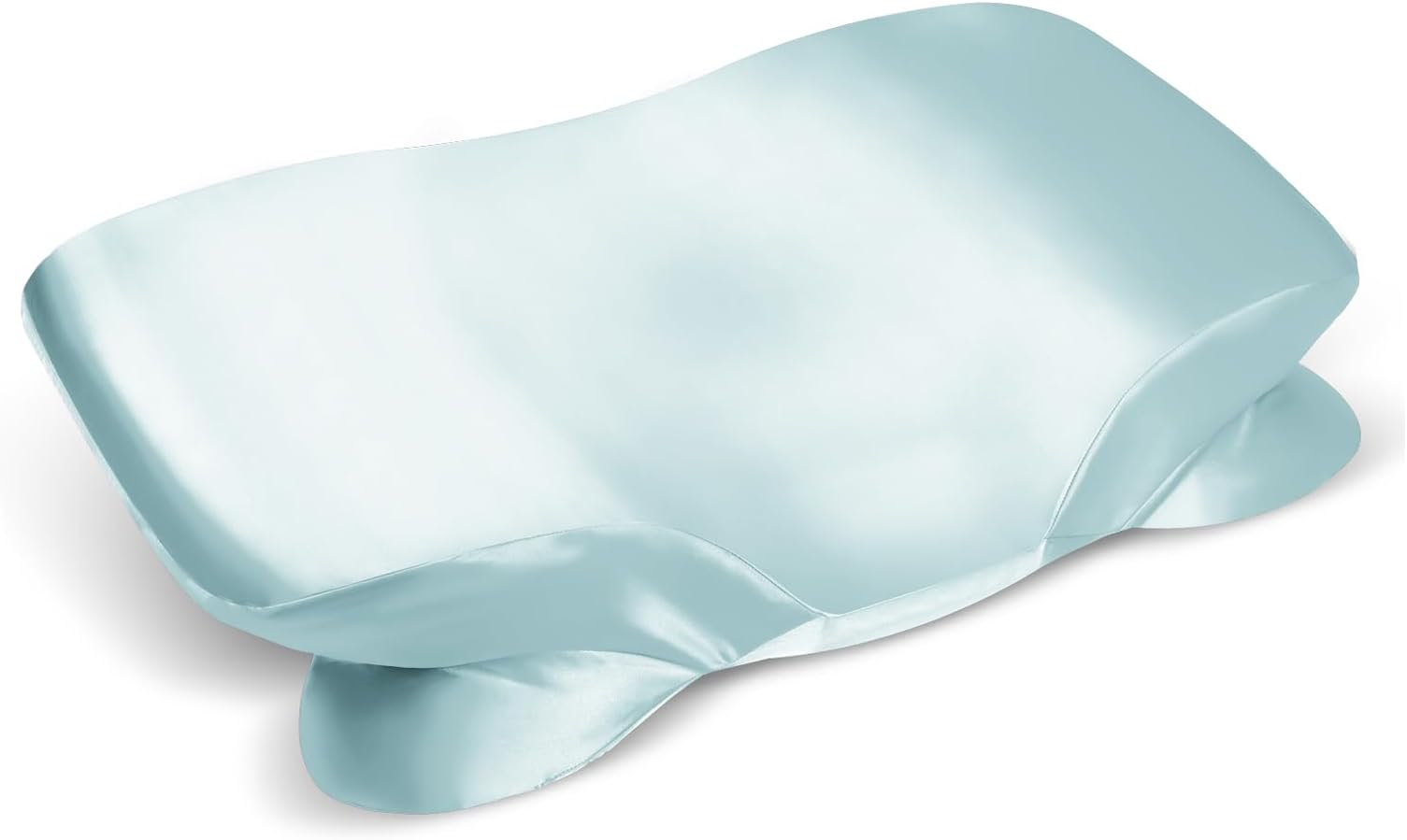 Satin Pillowcase for Cervical Pillow, Ergonomic Pillow Case, Smooth & Soft Pillowcase for Sleeping Pillow, Pillow Cover with Zipper (Light Blue)